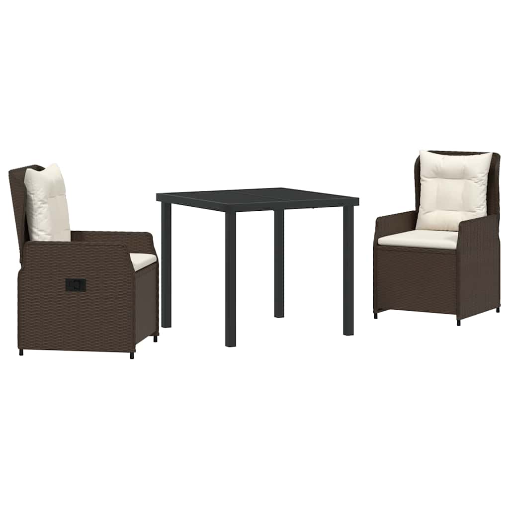 Have Spisebordssæt 3 pcs Brun polyrattan