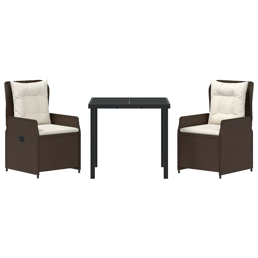Have Spisebordssæt 3 pcs Brun polyrattan