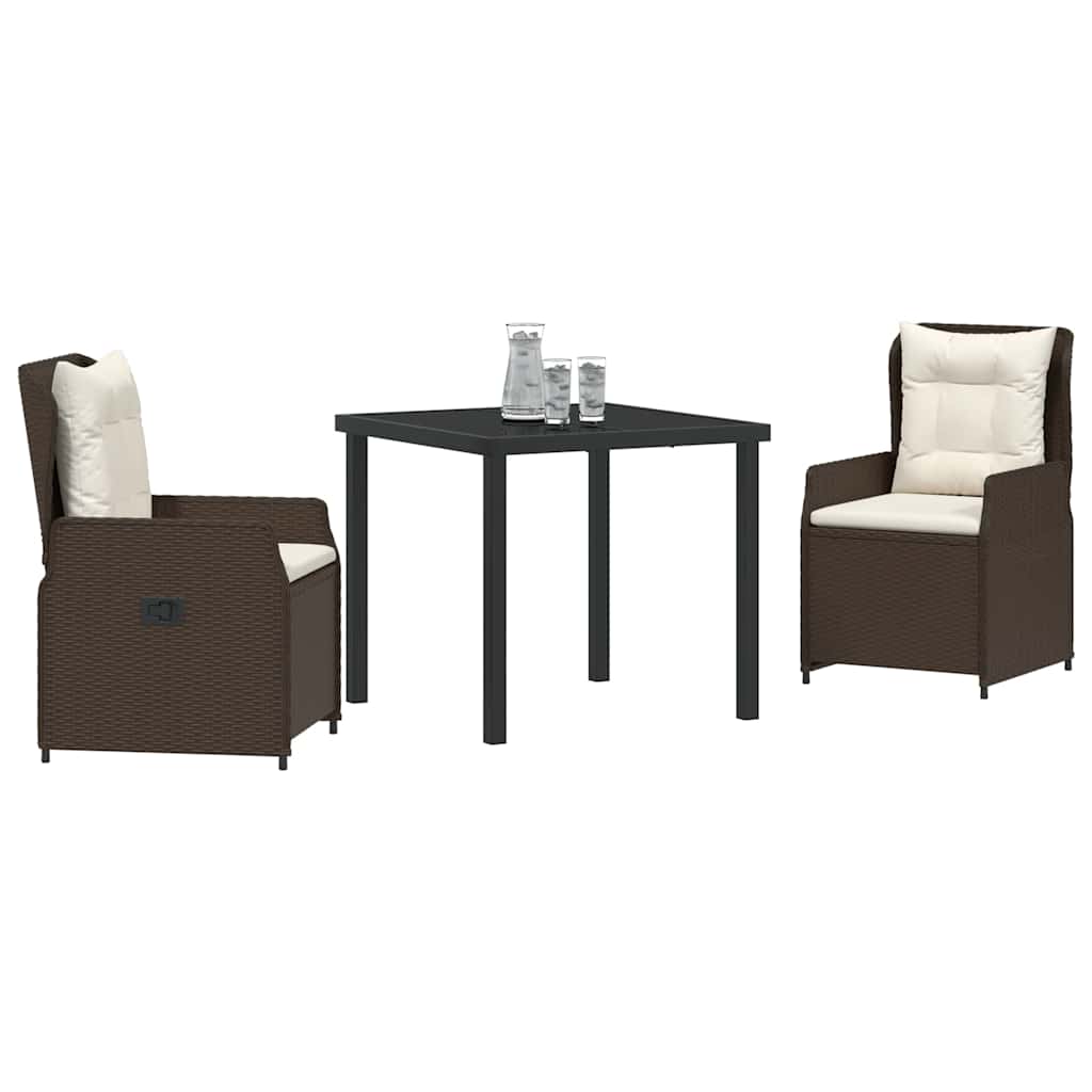 Have Spisebordssæt 3 pcs Brun polyrattan