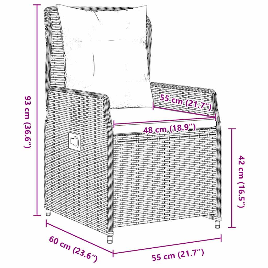 Have Spisebordssæt 3 pcs Brun polyrattan