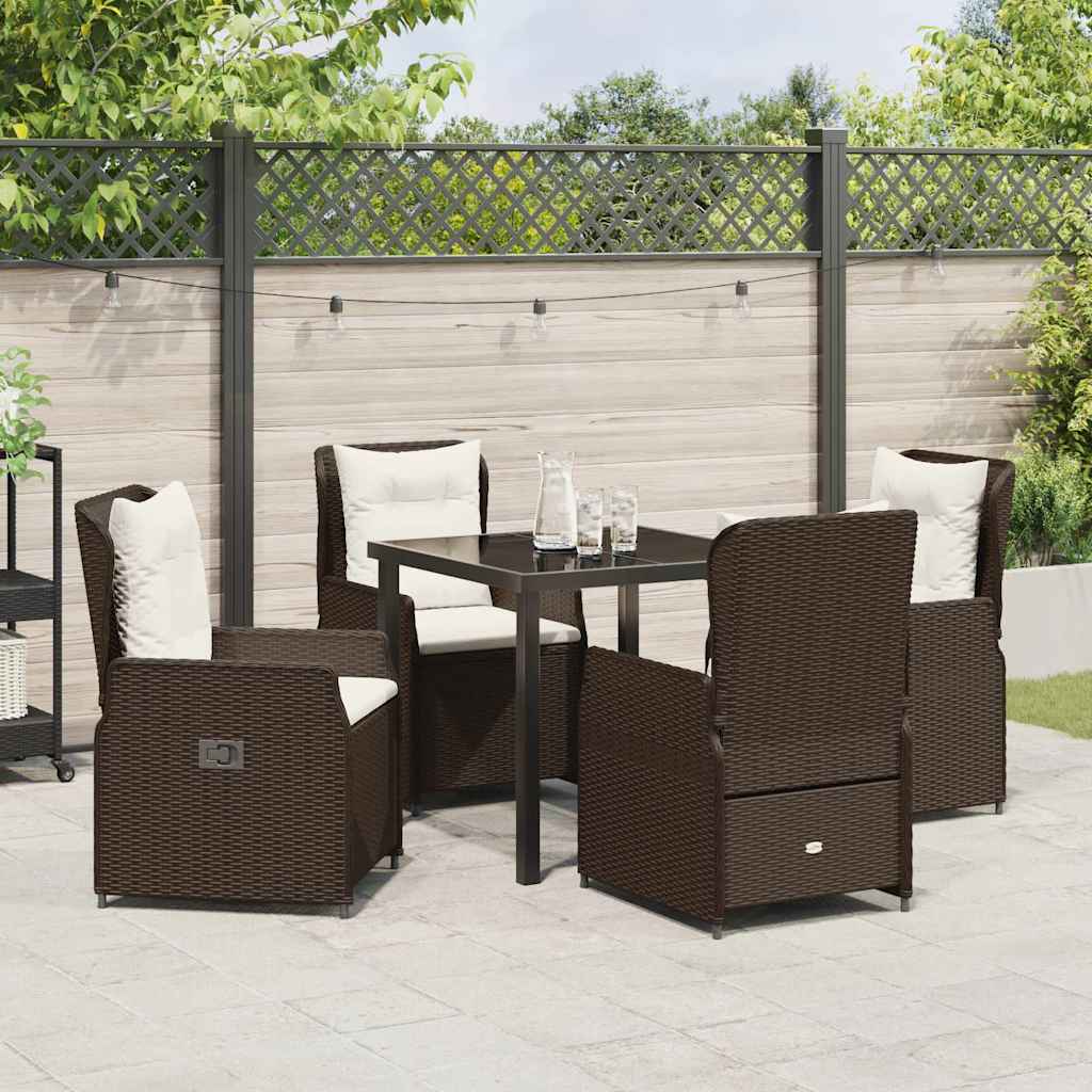 Have Spisebordssæt 5 pcs Brun polyrattan
