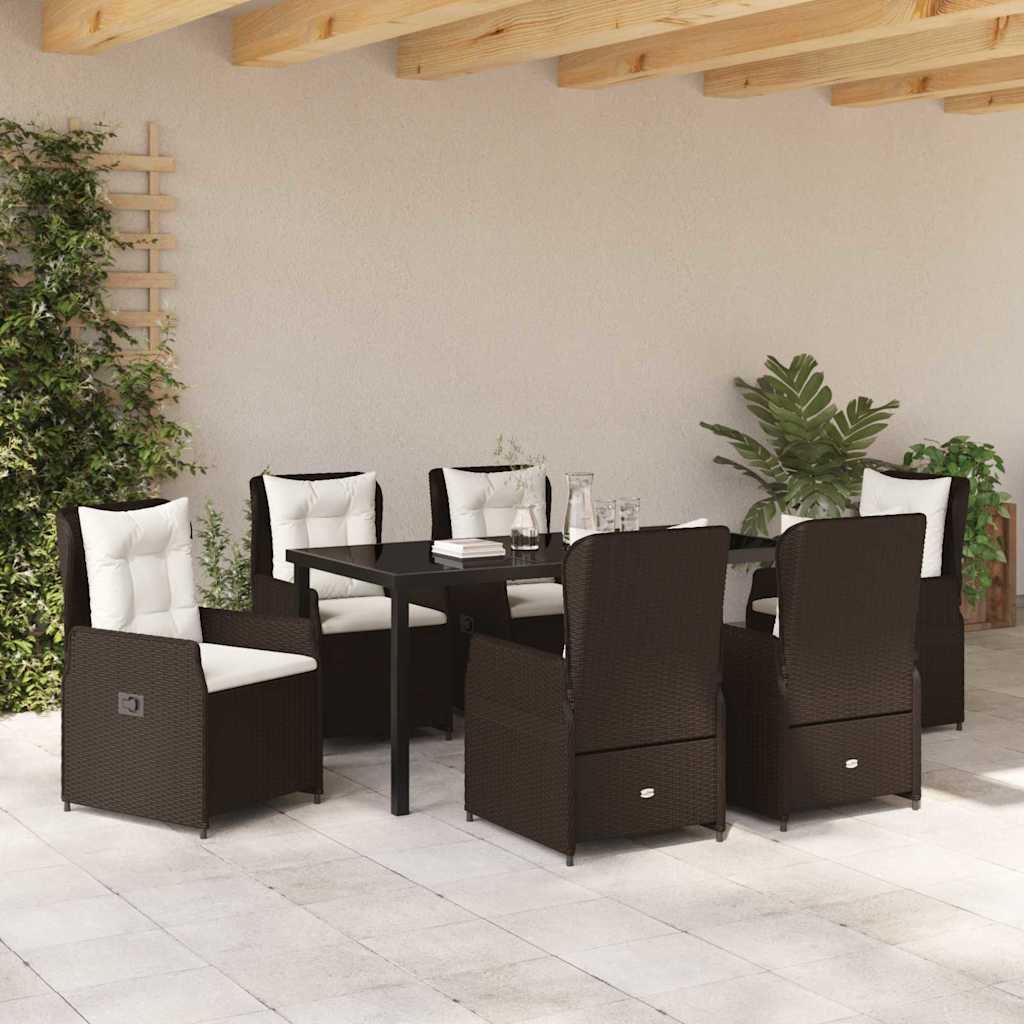 Have Spisebordssæt 7 pcs Brun polyrattan