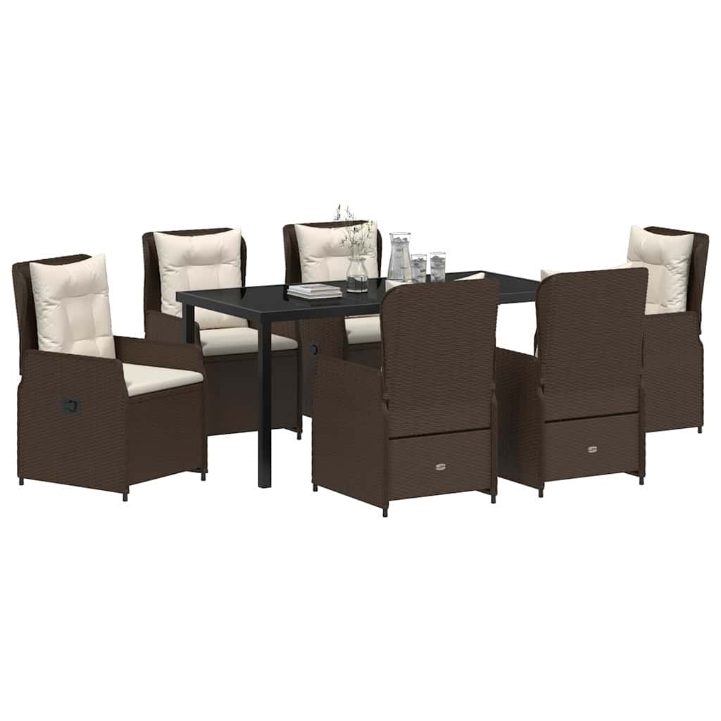 Have Spisebordssæt 7 pcs Brun polyrattan