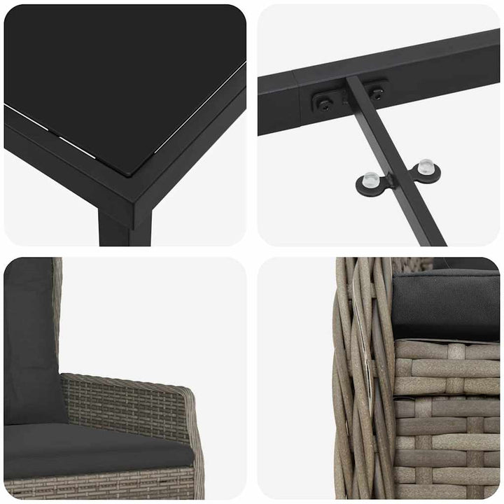 Have Spisebordssæt 3 pcs Grå polyrattan