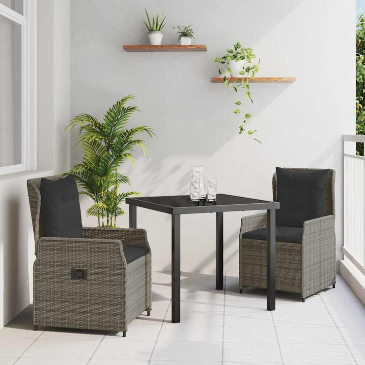 Have Spisebordssæt 3 pcs Grå polyrattan