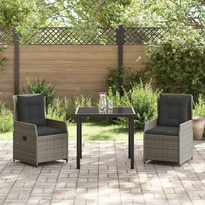 Have Spisebordssæt 3 pcs Grå polyrattan