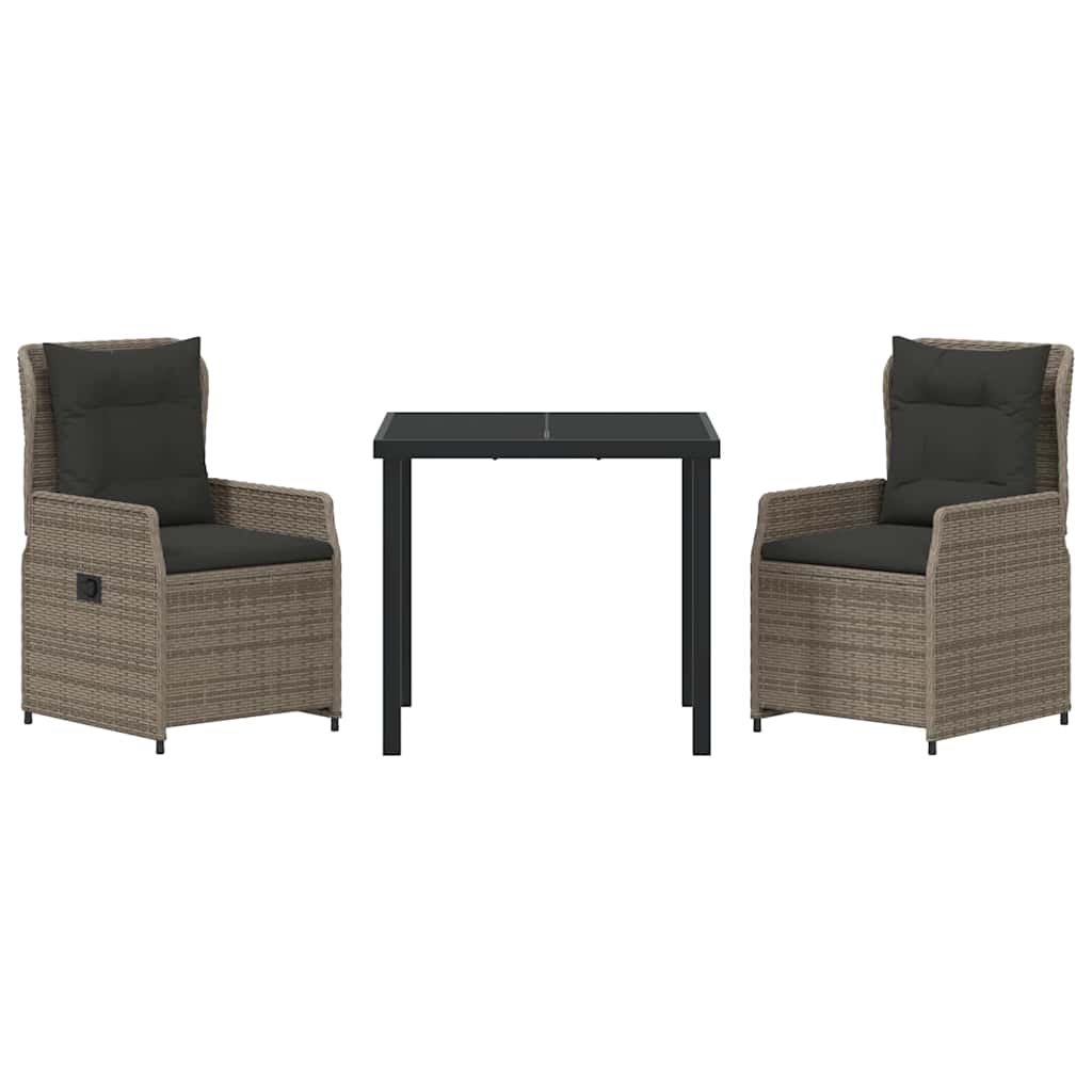 Have Spisebordssæt 3 pcs Grå polyrattan