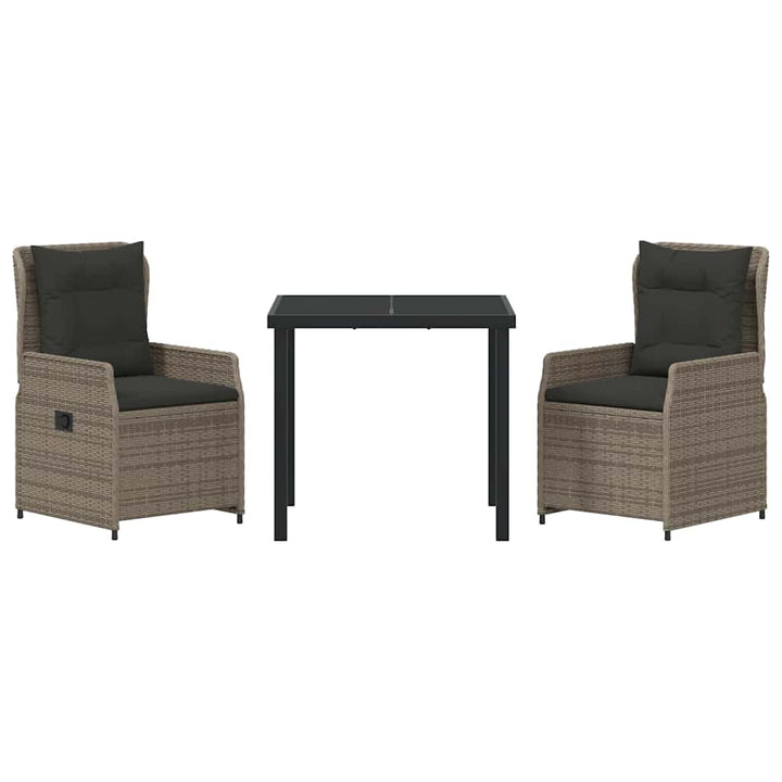Have Spisebordssæt 3 pcs Grå polyrattan