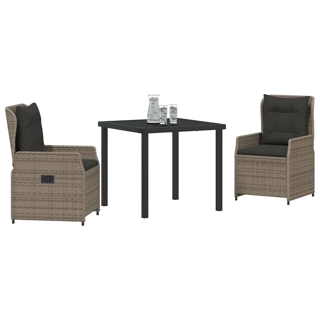 Have Spisebordssæt 3 pcs Grå polyrattan
