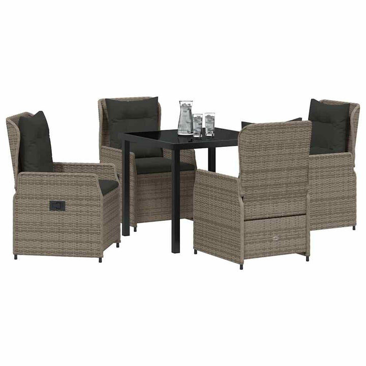 Have Spisebordssæt 5 pcs Grå polyrattan