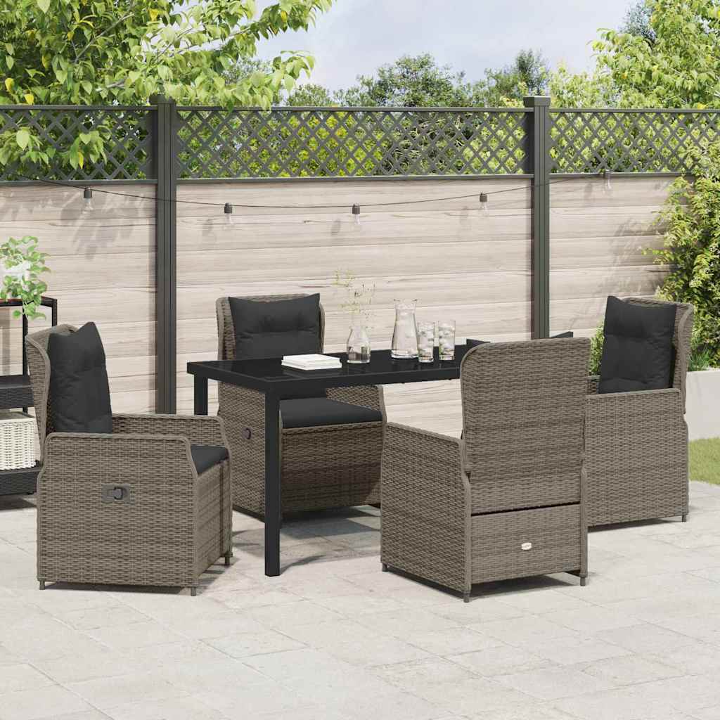 Have Spisebordssæt 5 pcs Grå polyrattan