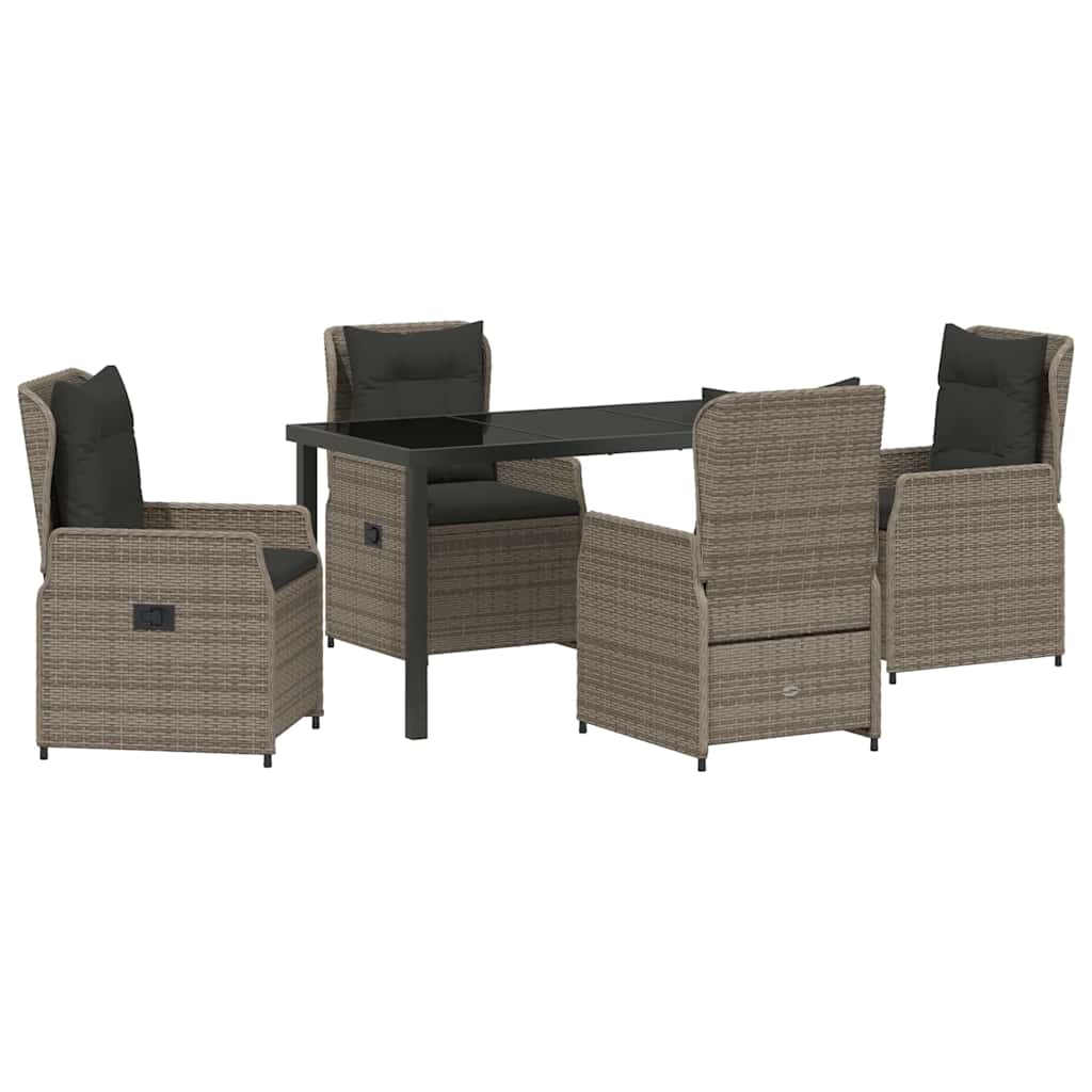 Have Spisebordssæt 5 pcs Grå polyrattan
