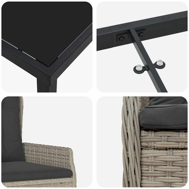 Have Spisebordssæt 3 pcs Lysegrå polyrattan