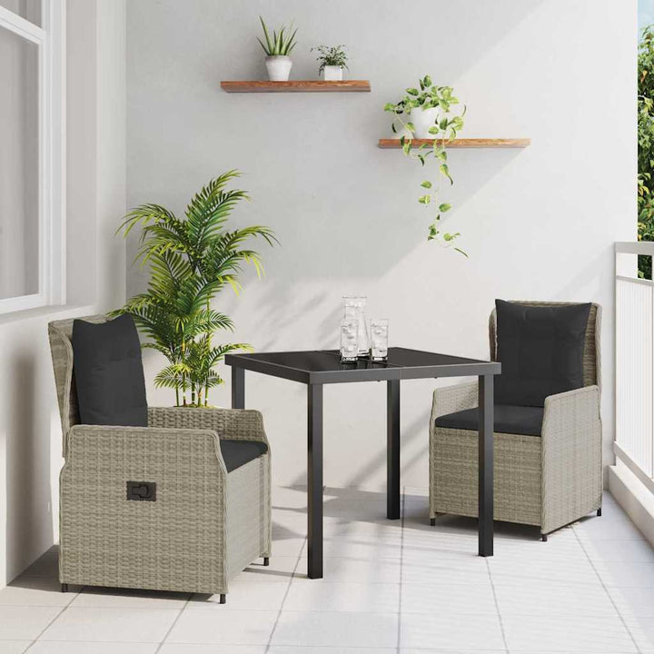 Have Spisebordssæt 3 pcs Lysegrå polyrattan