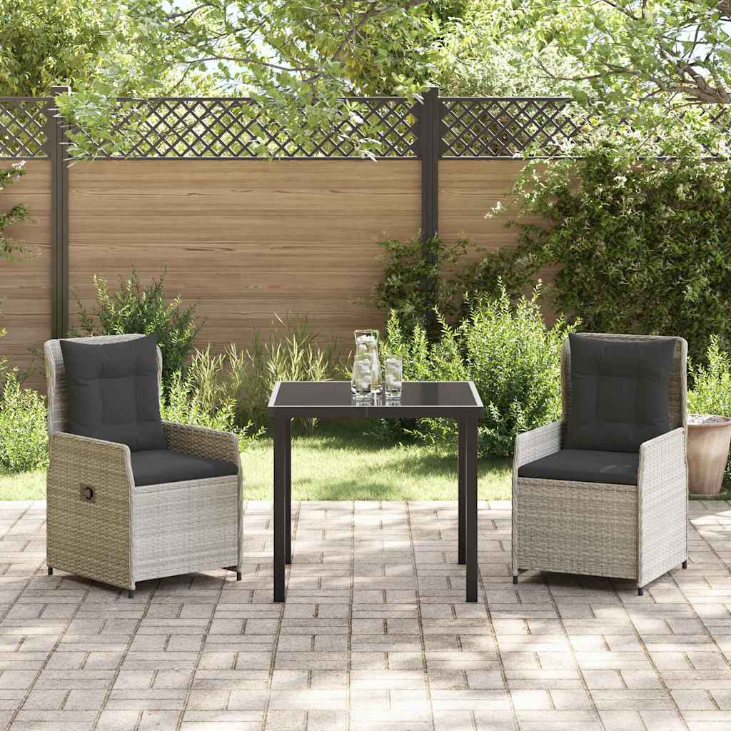 Have Spisebordssæt 3 pcs Lysegrå polyrattan