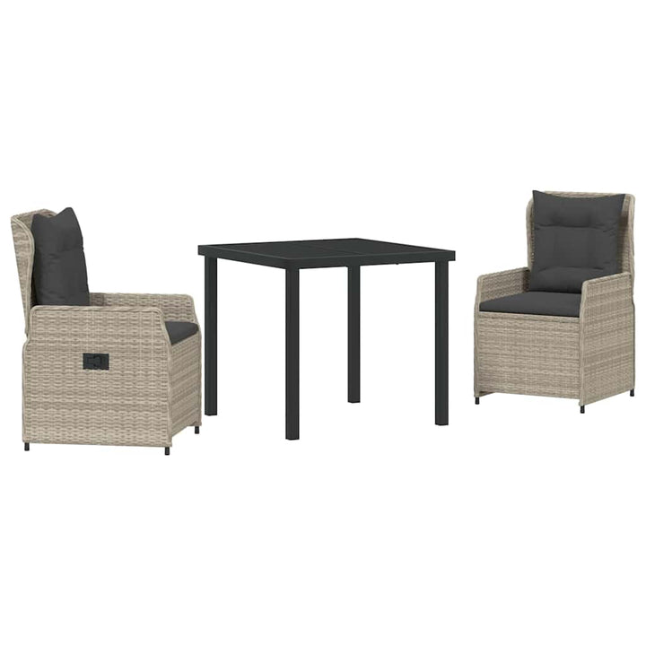 Have Spisebordssæt 3 pcs Lysegrå polyrattan