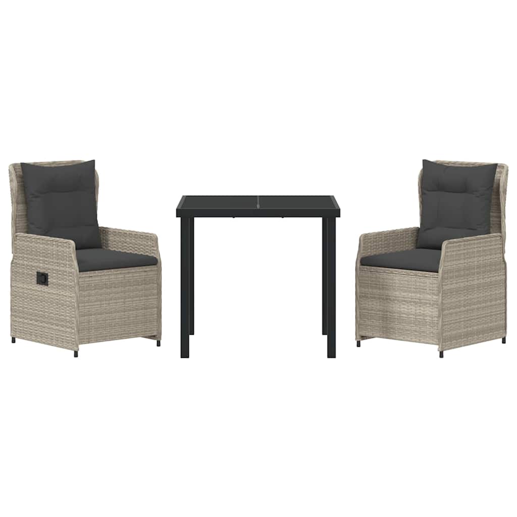 Have Spisebordssæt 3 pcs Lysegrå polyrattan