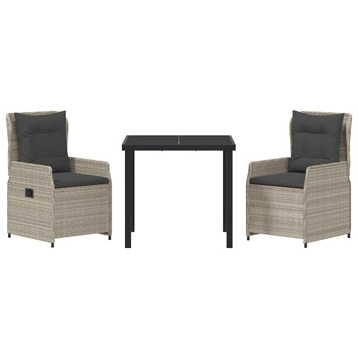 Have Spisebordssæt 3 pcs Lysegrå polyrattan