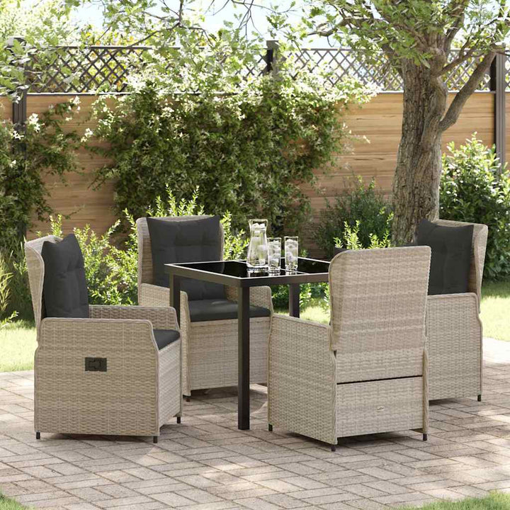 Have Spisebordssæt 5 pcs Lysegrå polyrattan