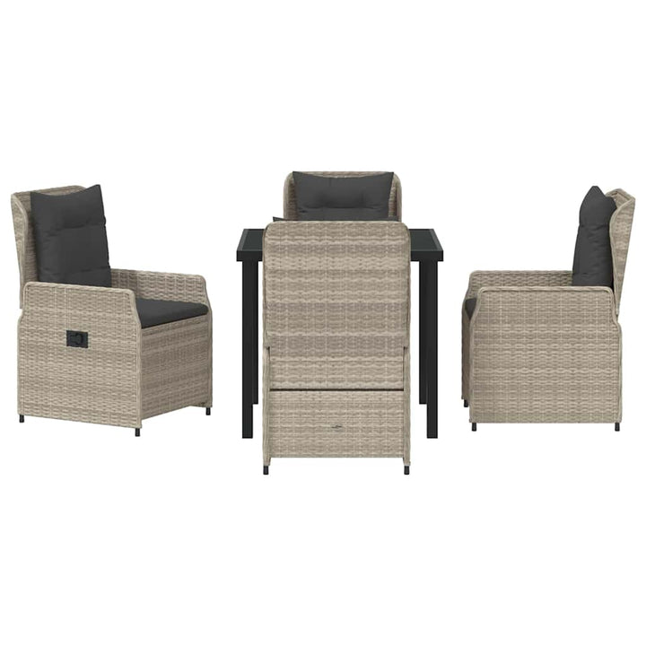 Have Spisebordssæt 5 pcs Lysegrå polyrattan