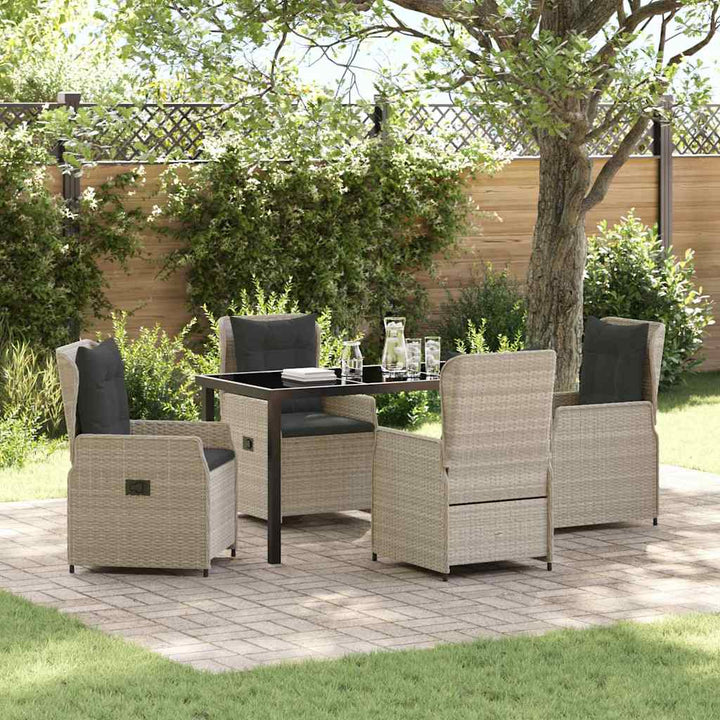 Have Spisebordssæt 5 pcs Lysegrå polyrattan