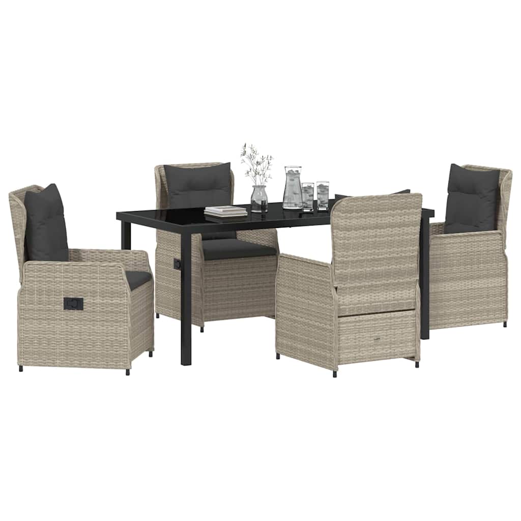 Have Spisebordssæt 5 pcs Lysegrå polyrattan