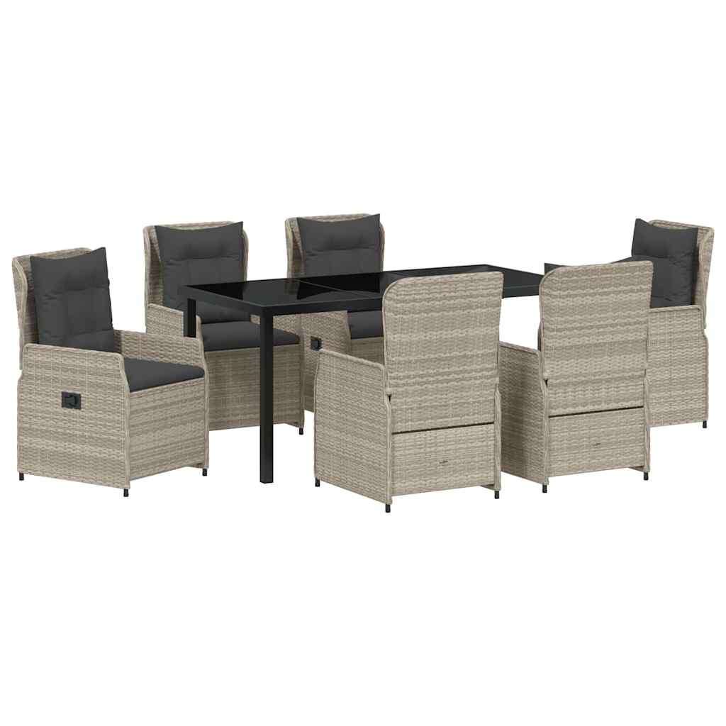 Have Spisebordssæt 7 pcs Lysegrå polyrattan