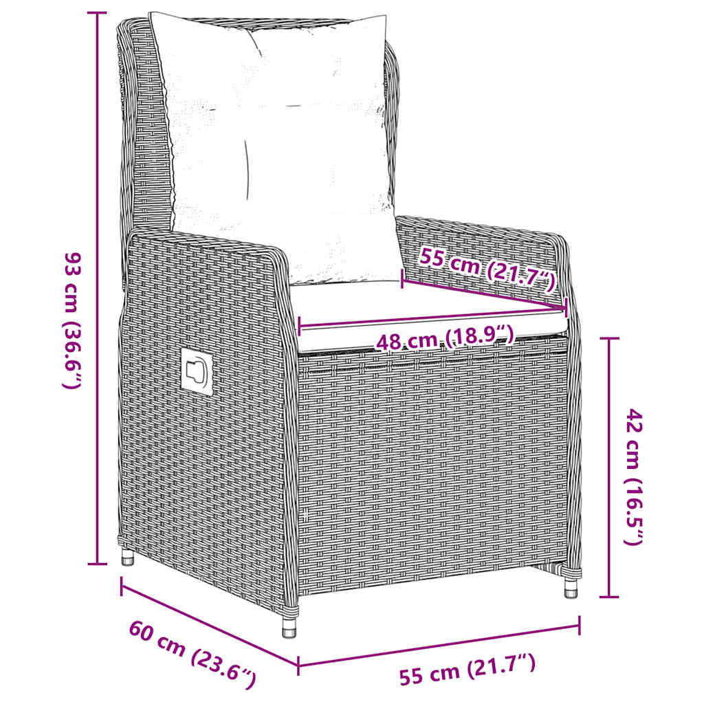 Have Spisebordssæt 7 pcs Lysegrå polyrattan