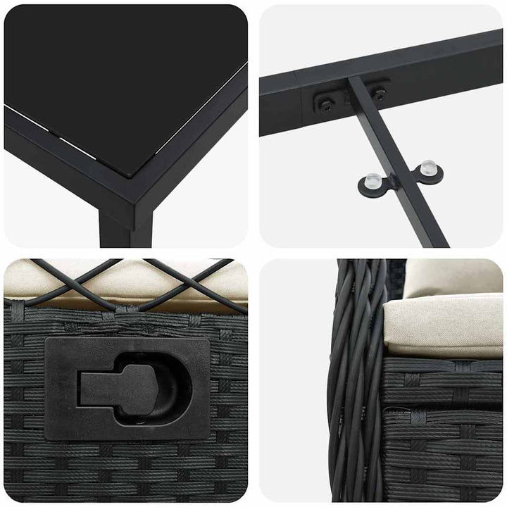 Have Spisebordssæt 3 pcs Sort polyrattan