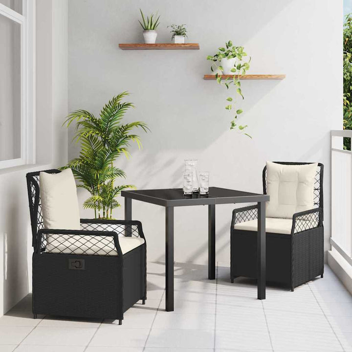 Have Spisebordssæt 3 pcs Sort polyrattan