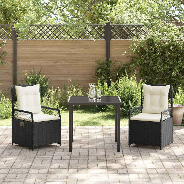 Have Spisebordssæt 3 pcs Sort polyrattan