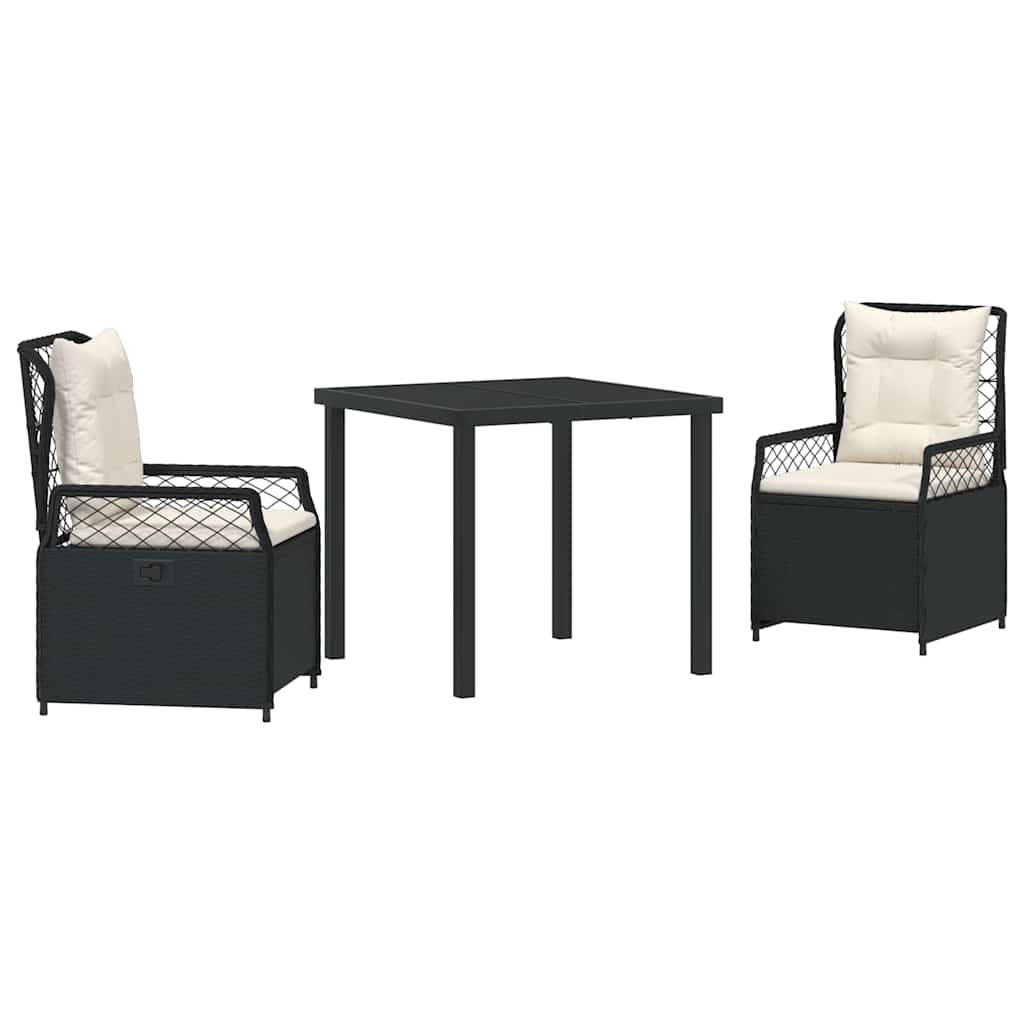 Have Spisebordssæt 3 pcs Sort polyrattan