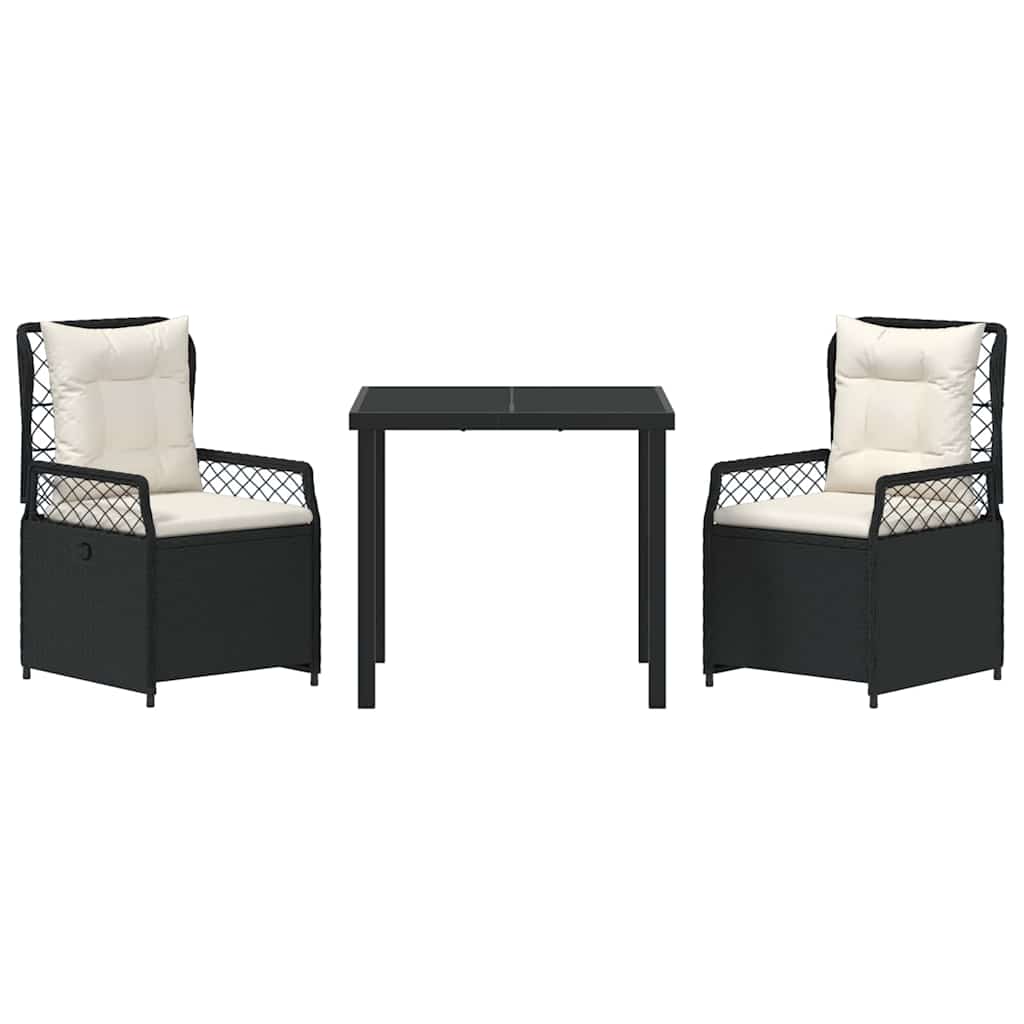 Have Spisebordssæt 3 pcs Sort polyrattan