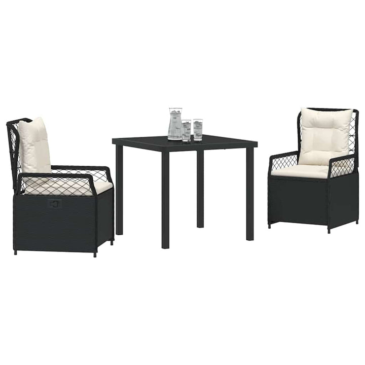 Have Spisebordssæt 3 pcs Sort polyrattan