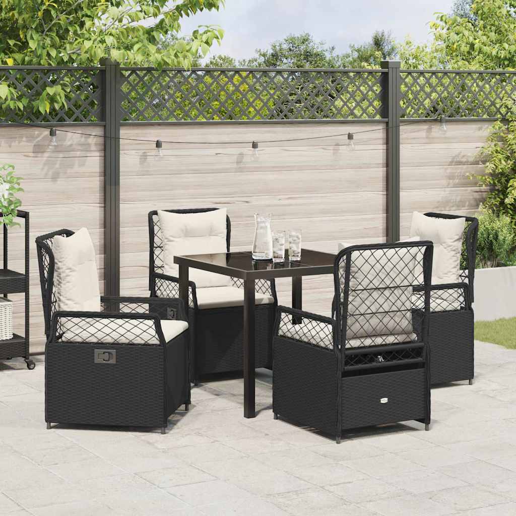 Have Spisebordssæt 5 pcs Sort polyrattan
