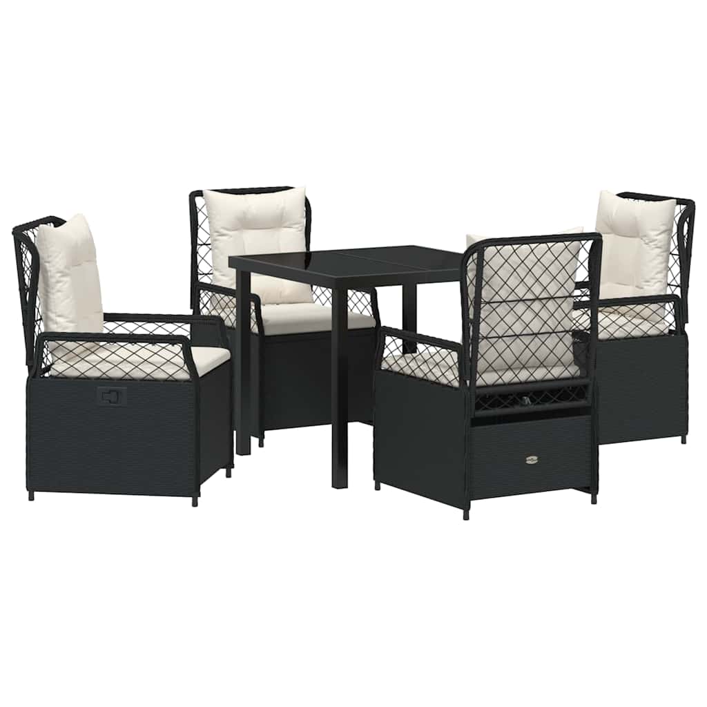 Have Spisebordssæt 5 pcs Sort polyrattan