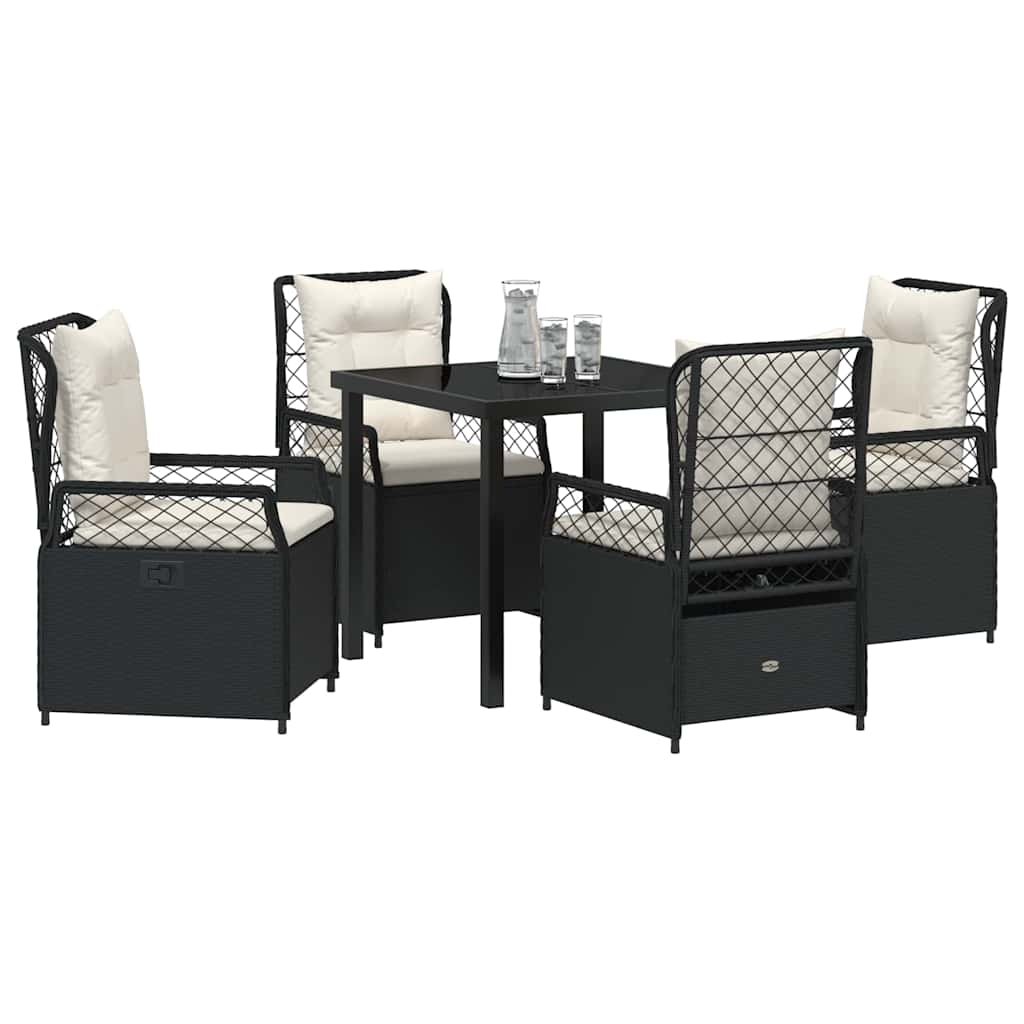 Have Spisebordssæt 5 pcs Sort polyrattan