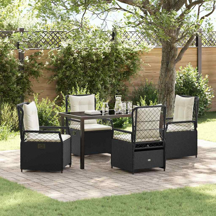 Have Spisebordssæt 5 pcs Sort polyrattan