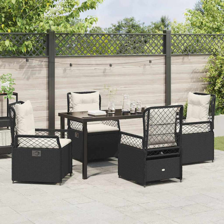 Have Spisebordssæt 5 pcs Sort polyrattan
