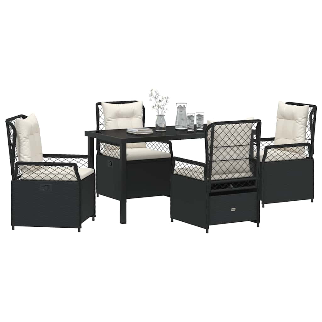 Have Spisebordssæt 5 pcs Sort polyrattan