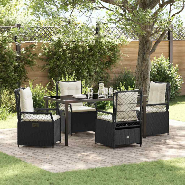 Have Spisebordssæt 5 pcs Sort polyrattan