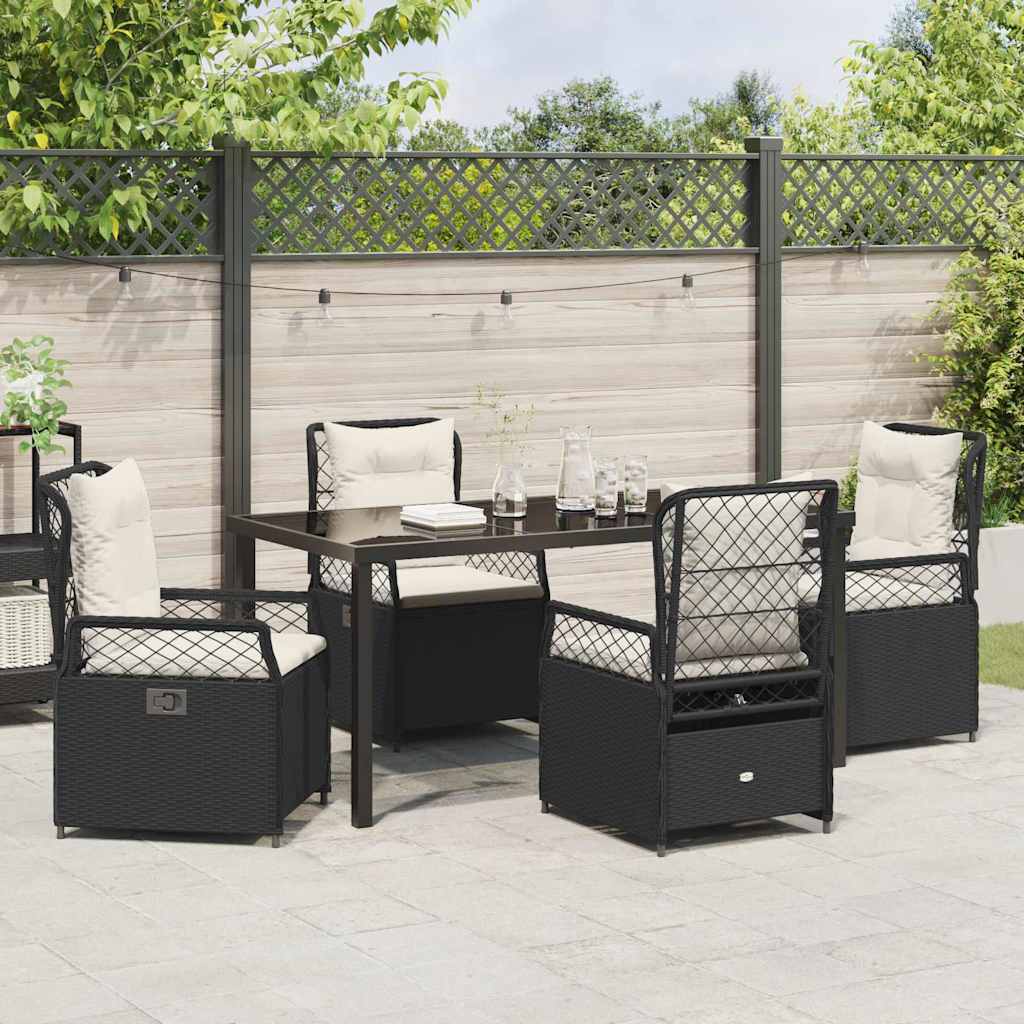 Have Spisebordssæt 5 pcs Sort polyrattan