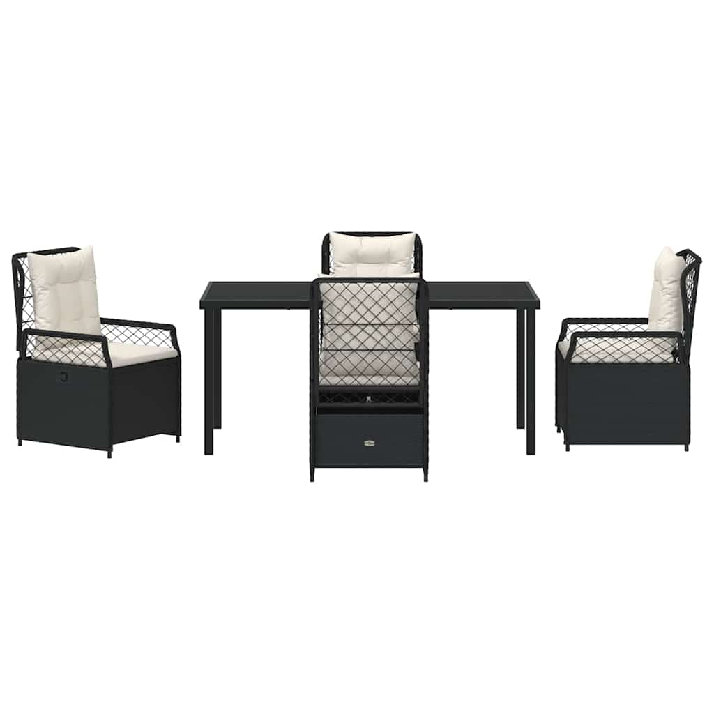 Have Spisebordssæt 5 pcs Sort polyrattan