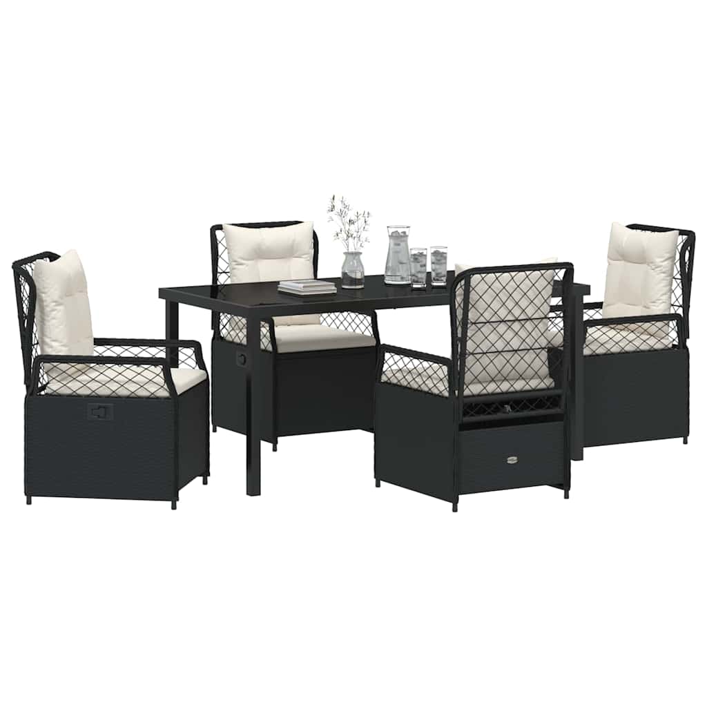 Have Spisebordssæt 5 pcs Sort polyrattan