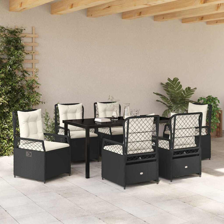 Have Spisebordssæt 7 pcs Sort polyrattan
