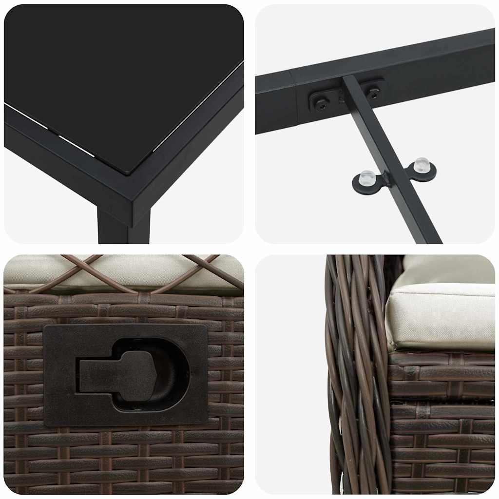 Have Spisebordssæt 3 pcs Brun polyrattan