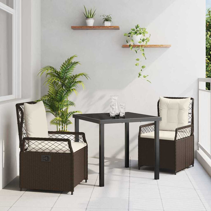 Have Spisebordssæt 3 pcs Brun polyrattan