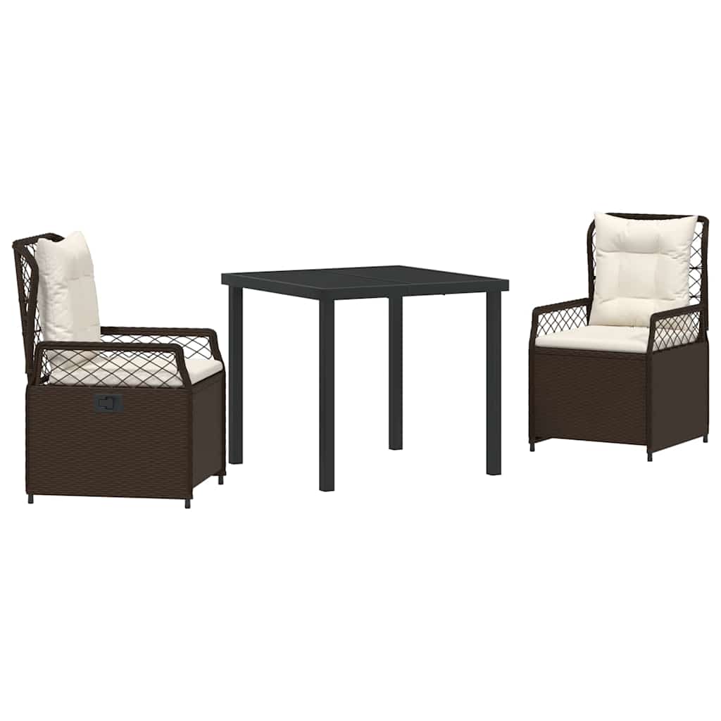 Have Spisebordssæt 3 pcs Brun polyrattan