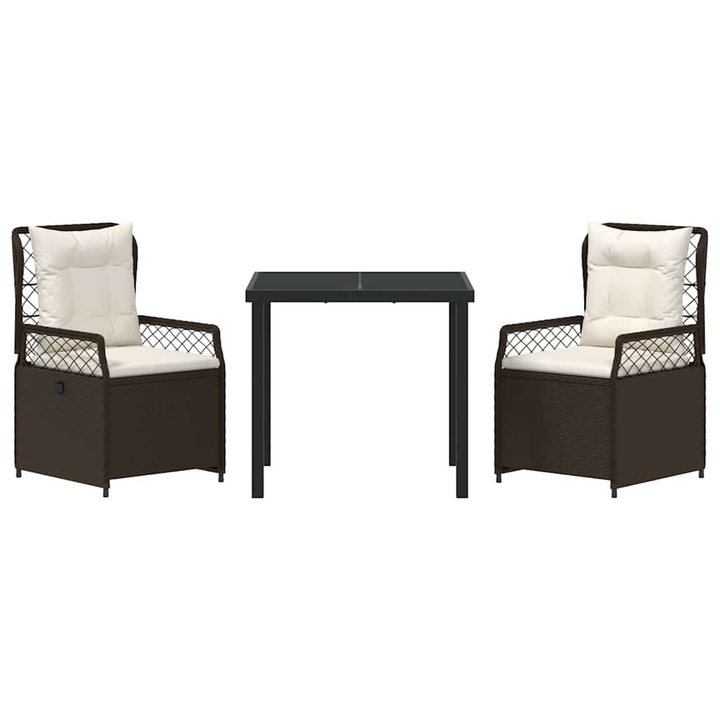 Have Spisebordssæt 3 pcs Brun polyrattan