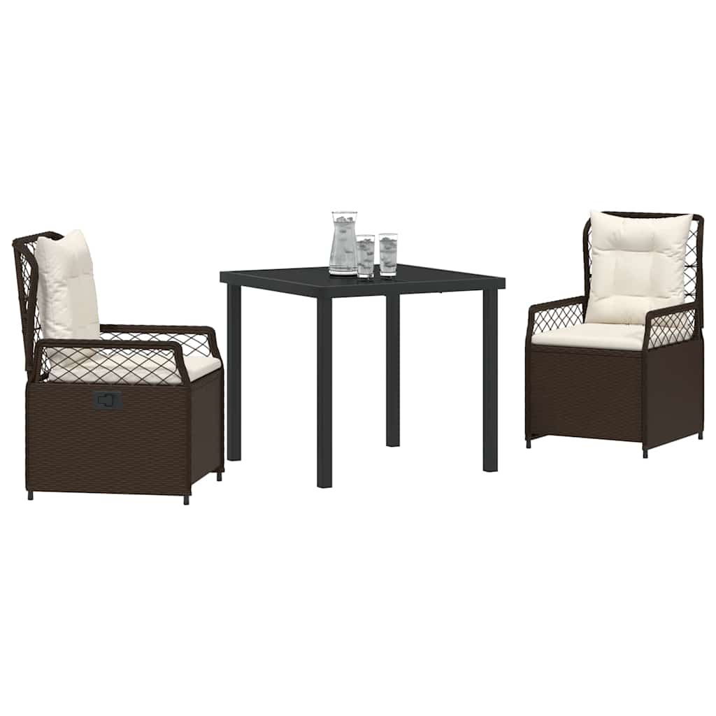 Have Spisebordssæt 3 pcs Brun polyrattan